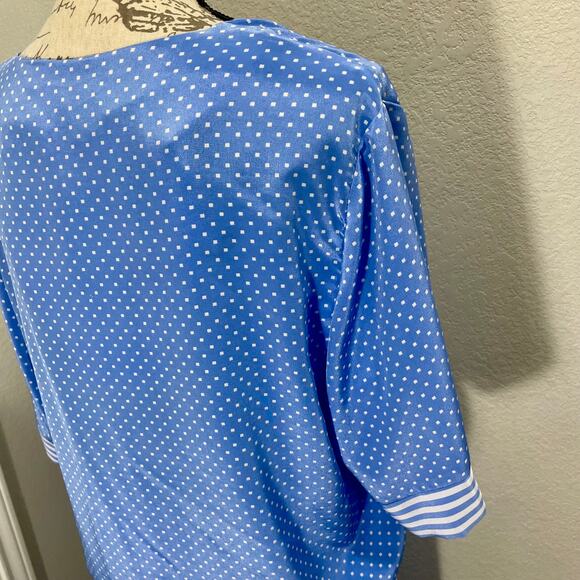 Vintage 80s Lady Carol Blue & White Polka Dot Nautical Skirt Set Size 18 - Picture 8 of 12
